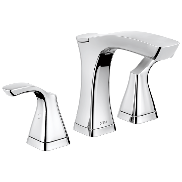 Stainless 3552-SSMPU-DST Delta Faucet Tesla 2-Handle Widespread Bathroom Faucet with Diamond Seal Technology and Metal Drain Assembly 